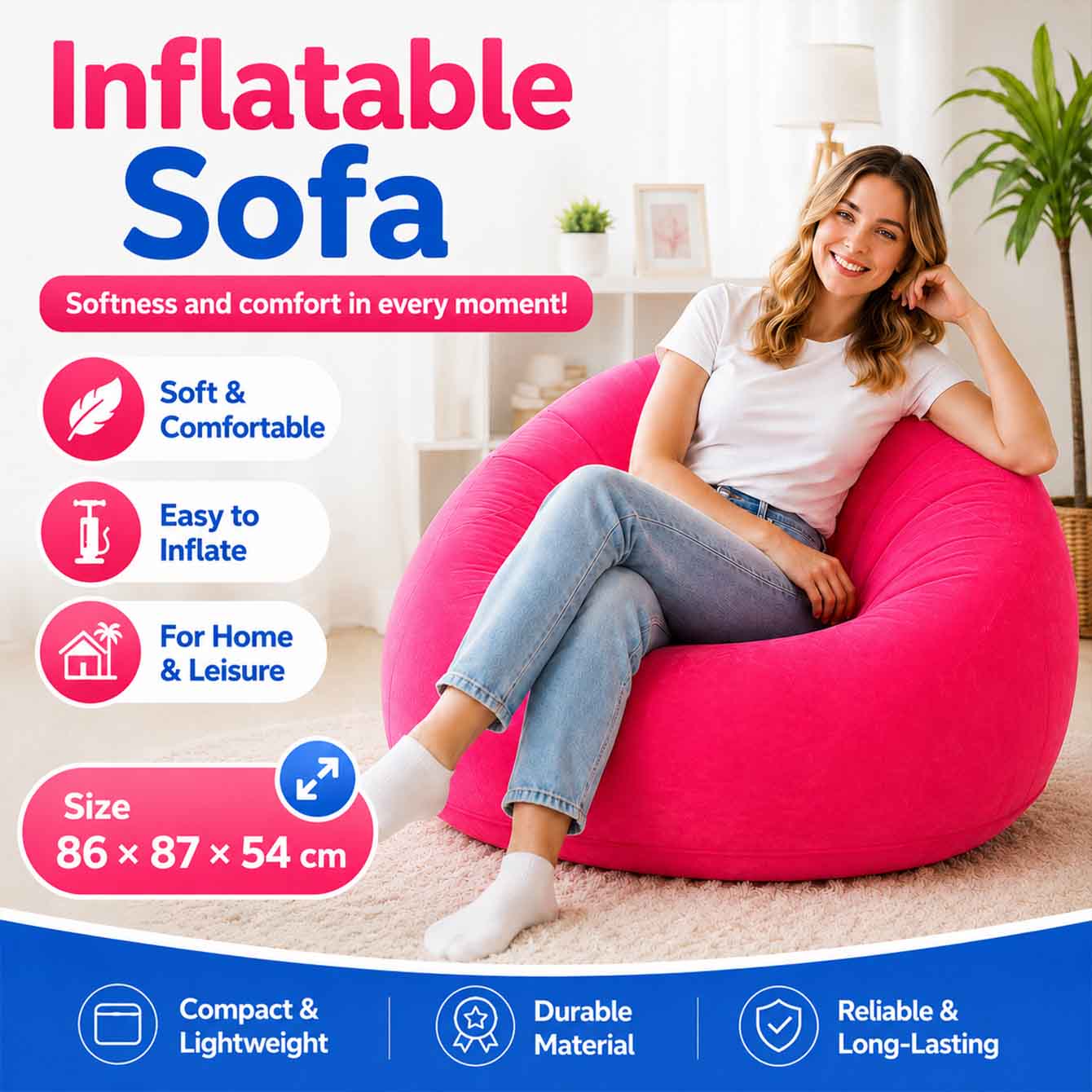 Floor Cushion Pouf - 1PC Inflatable Bean Bag Chairs Outdoor