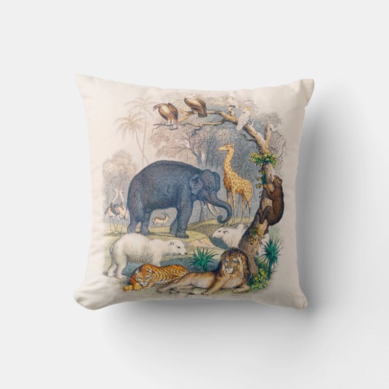 Pillow Cover 20X20 - Throw Pillow Cover Ancient Animals -