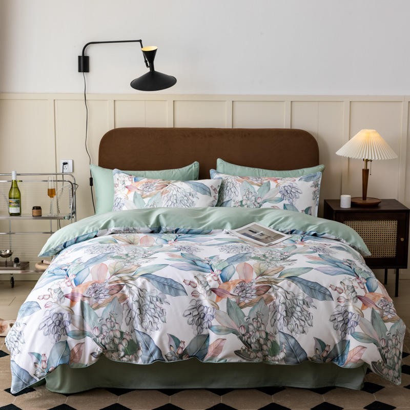 Home Textiles Premium - 100%Egyptian Cotton Vibrant Tropical Leaves Flowers