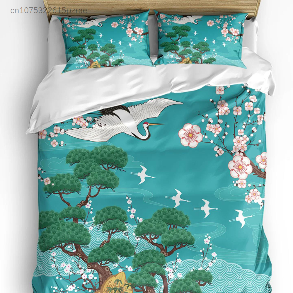Japanese Home Textiles - Japanese Style Crane Cherry Blossom Vintage