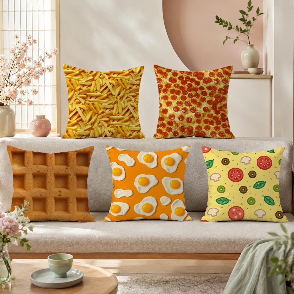 Home Textiles Premium - Fried Egg Pizza Waffle Pillow Case
