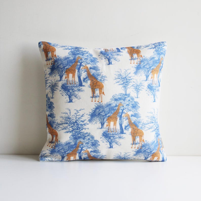 Pillow Cover 20X20 - Throw Pillow Cover Toile Art Giraffe