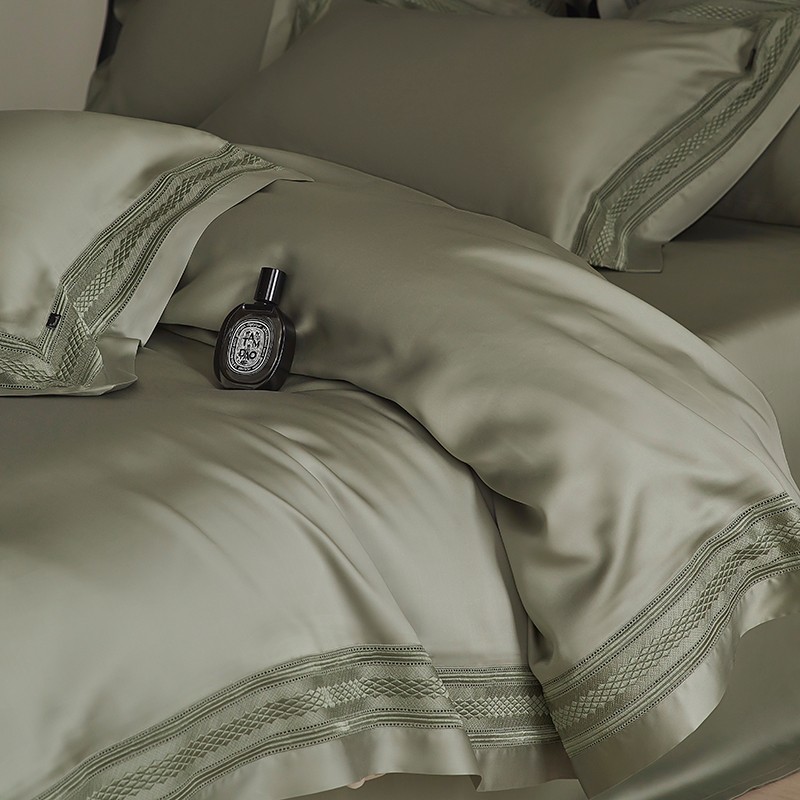 Home Textiles Premium - Premium Matcha Green/Dusty Pink Chic Hollow
