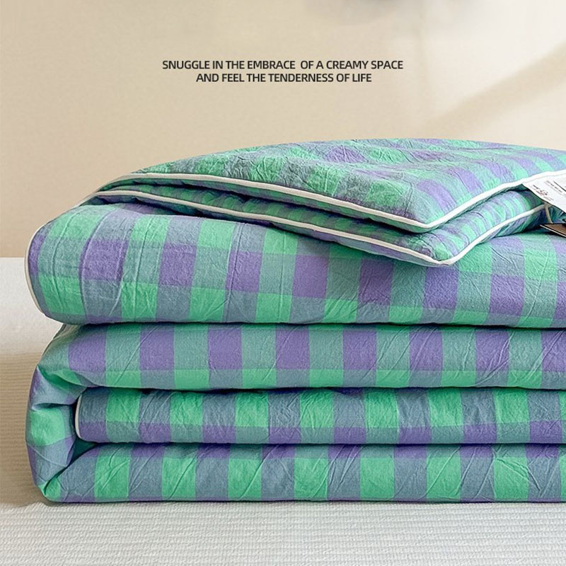 Japanese Home Textiles - Japanese Plaid Printed Summer Quilt Lightweight