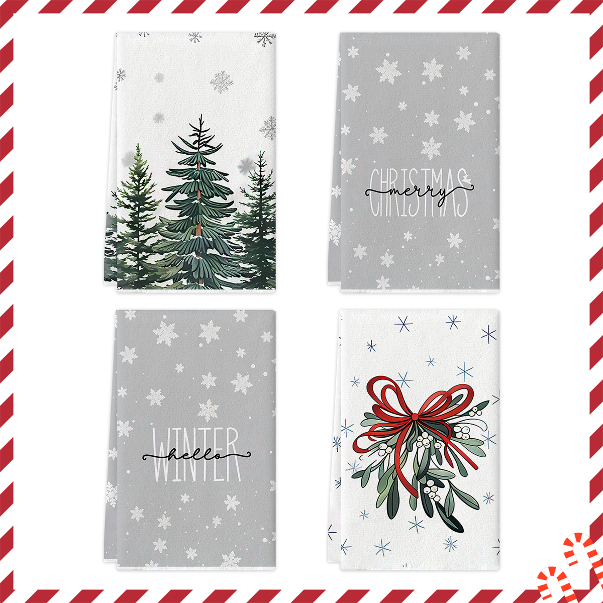 Home Textiles Towel Set - 2/4/pcs Christmas Kitchen Towels, Christmas Pine