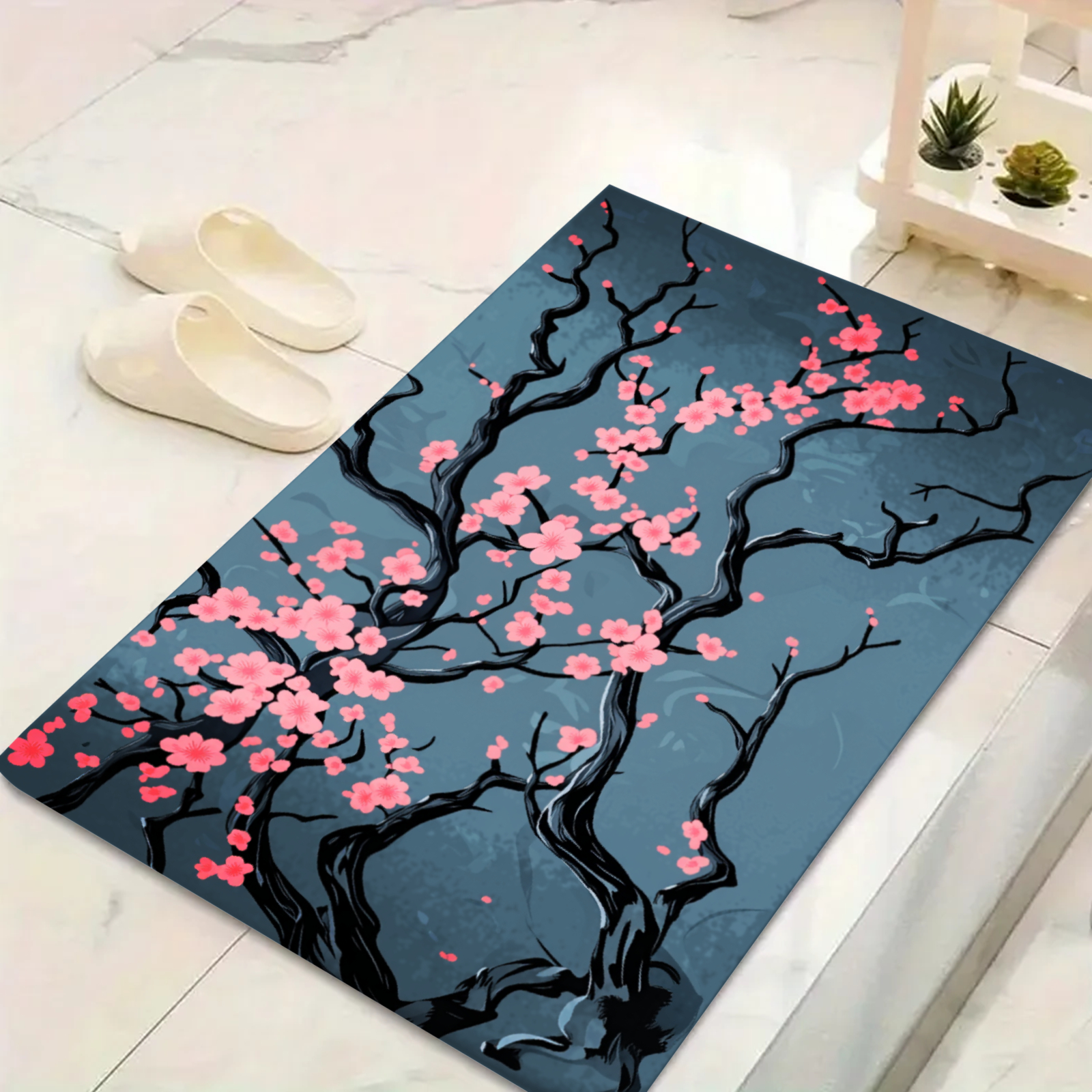 Japanese Home Textiles - Japanese Cherry Blossom Tree Bath Mat