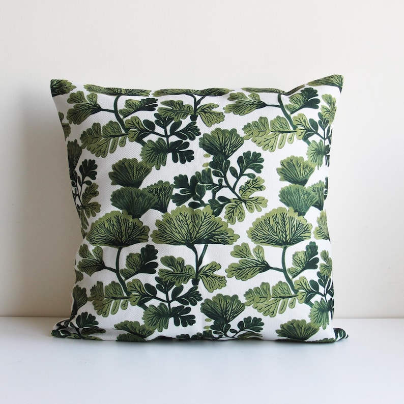 Pillow Cover 20X20 - Throw Pillow Cover Green Leaves Botanical