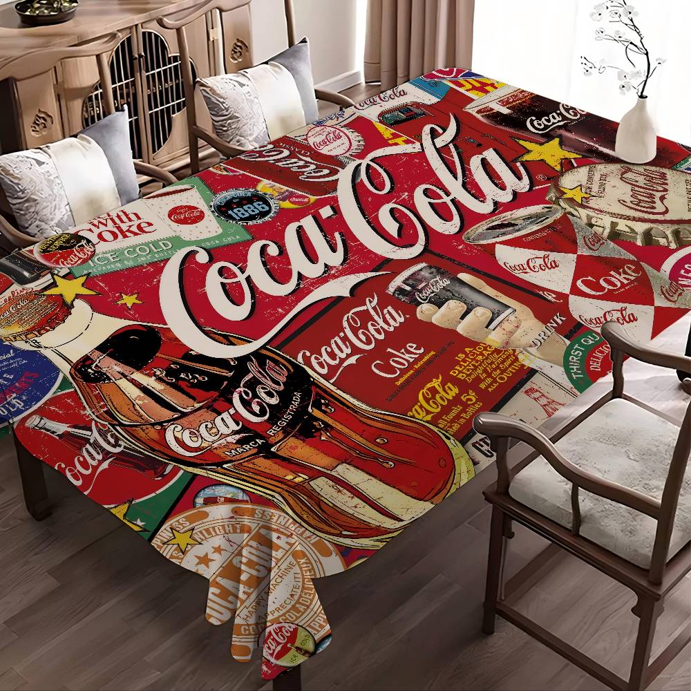 Home Textiles Logo - C-COCA Logo C-COLAS Rectangle Tablecloths Printed