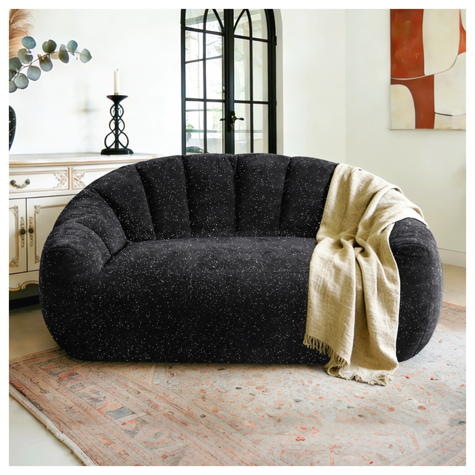 Floor Cushion Pouf - Comfy Bean Bag Sofa with Back
