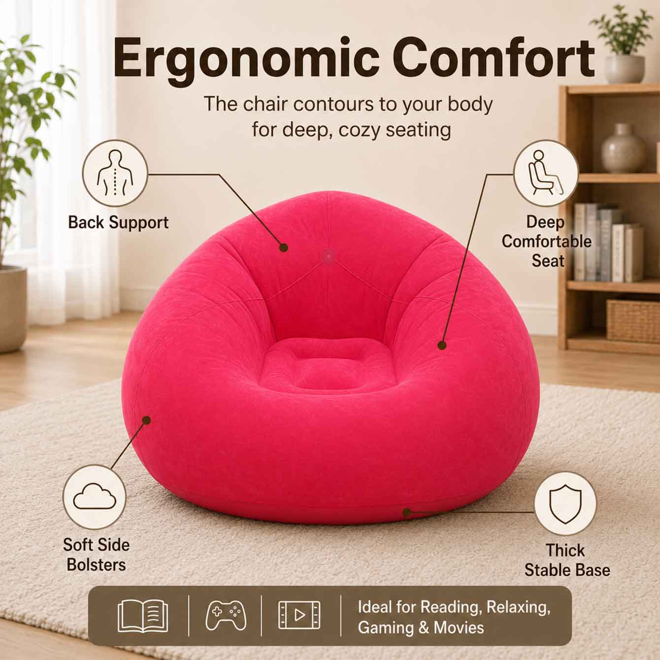 1PC Inflatable Bean Bag Chairs - Floor Cushion Pouf review and price
