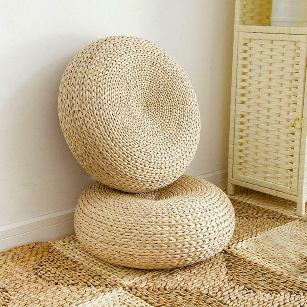 Natural Straw Round Pouf Handm - Japanese Home Textiles review and price