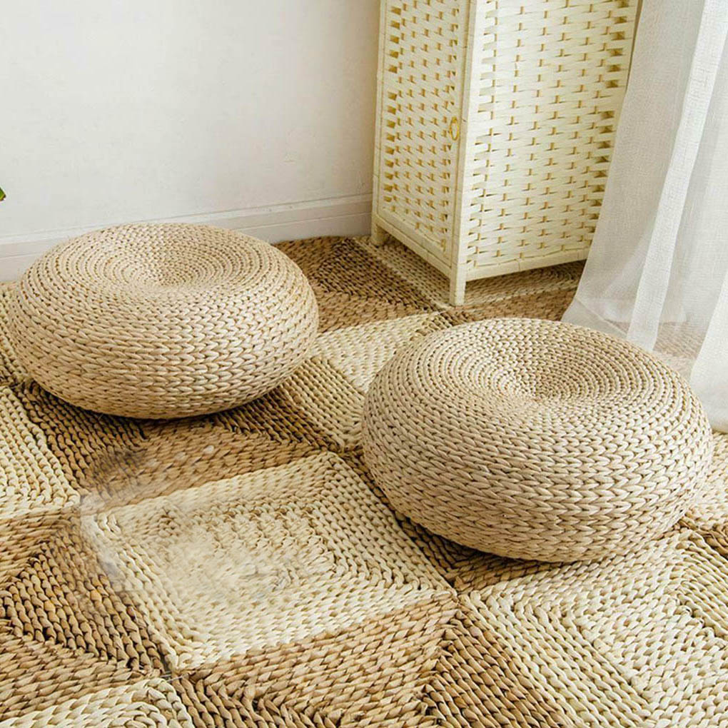Natural Straw Round Pouf Handm - Japanese Home Textiles review and price