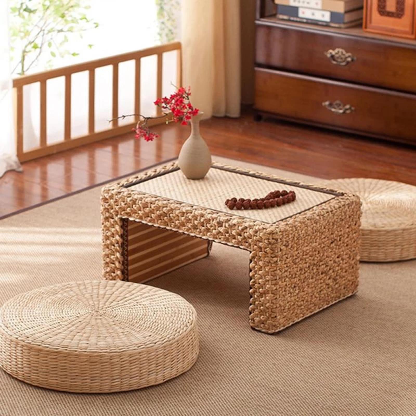 Natural Straw Round Pouf Handm - Japanese Home Textiles review and price