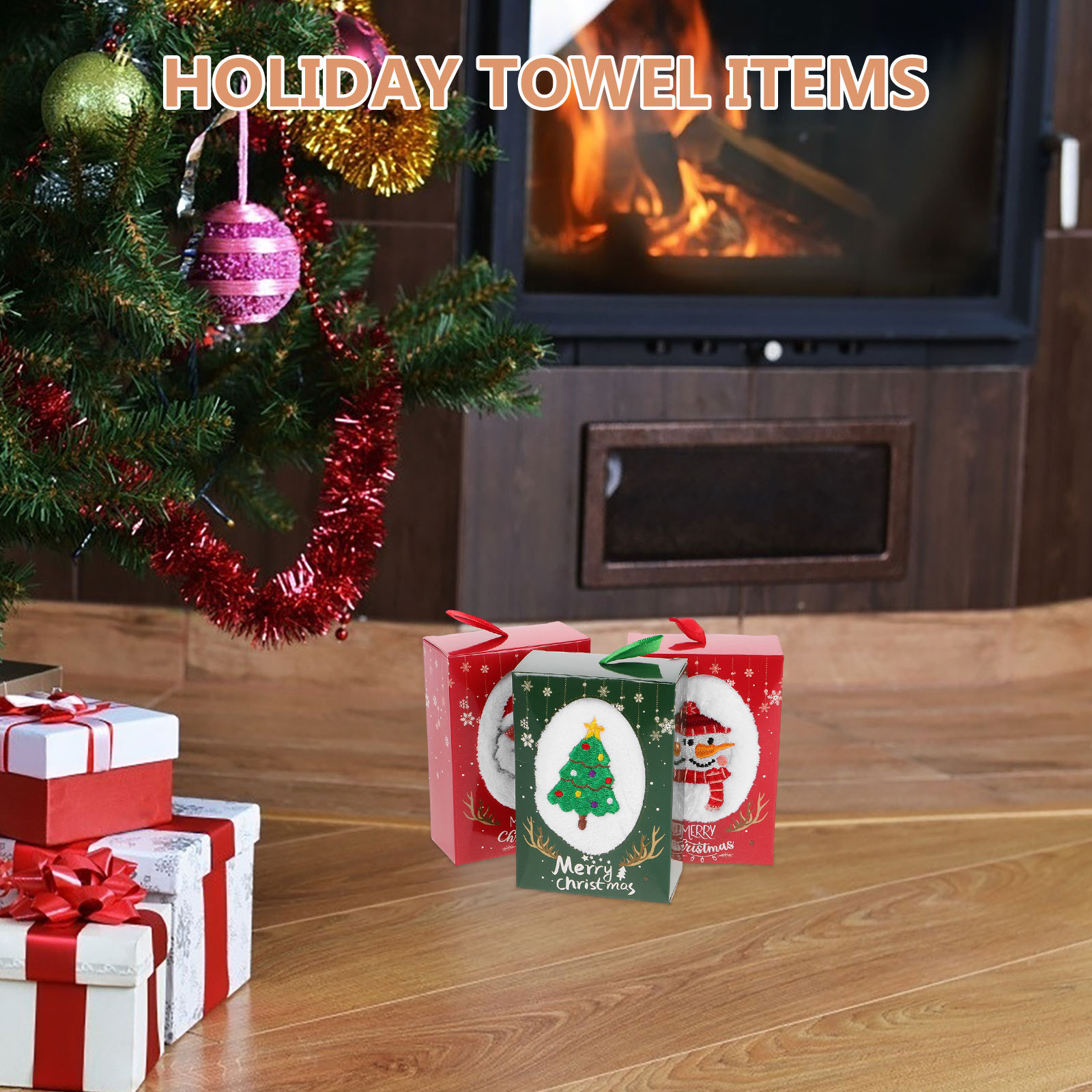 3Pcs Christmas Hand Towel Set  - Home Textiles Towel Set review and price