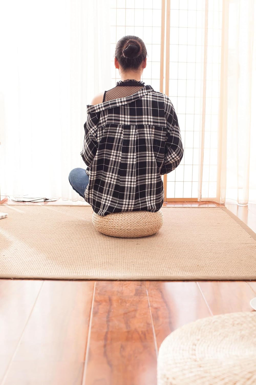 Handmade Straw Flat Floor Pouf - Floor Cushion Pouf review and price