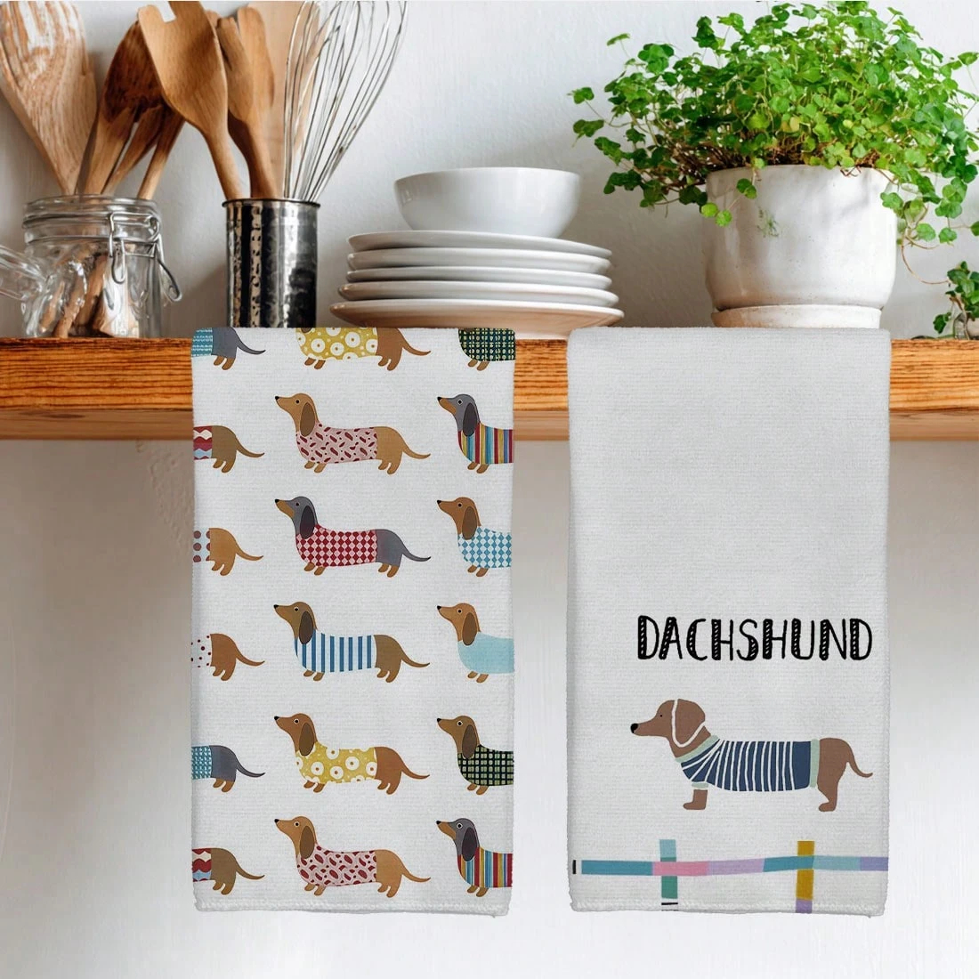 2PC Watercolor Cartoon Dachshu - Home Textiles Towel Set review and price
