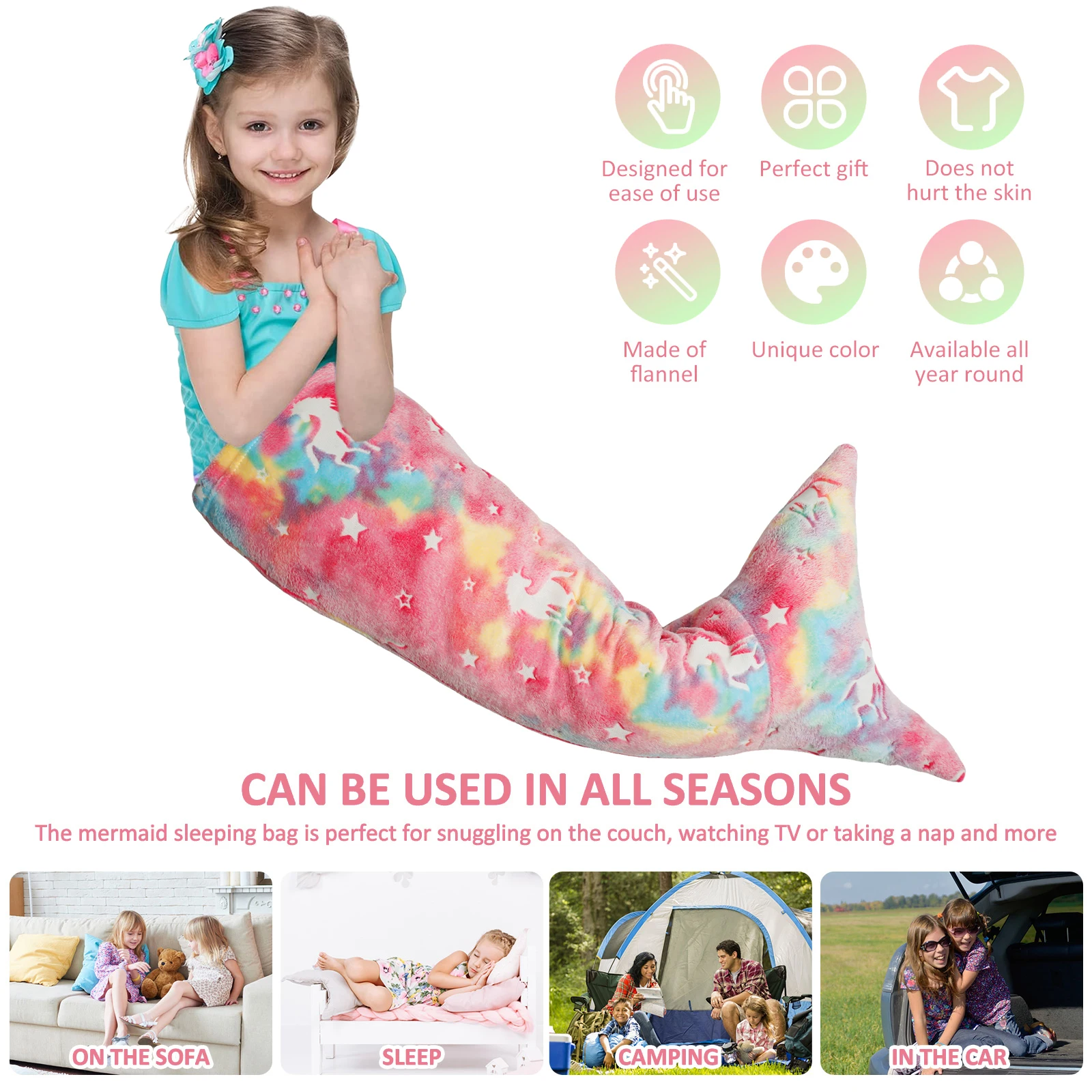 Flannel Mermaid Sleeping Bag S - Home Textiles Super Soft review and price