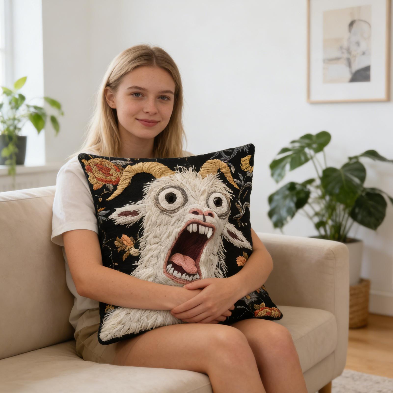 45x45cm Screaming Goat Pillow  - Pillow Cover 20X20 review and price