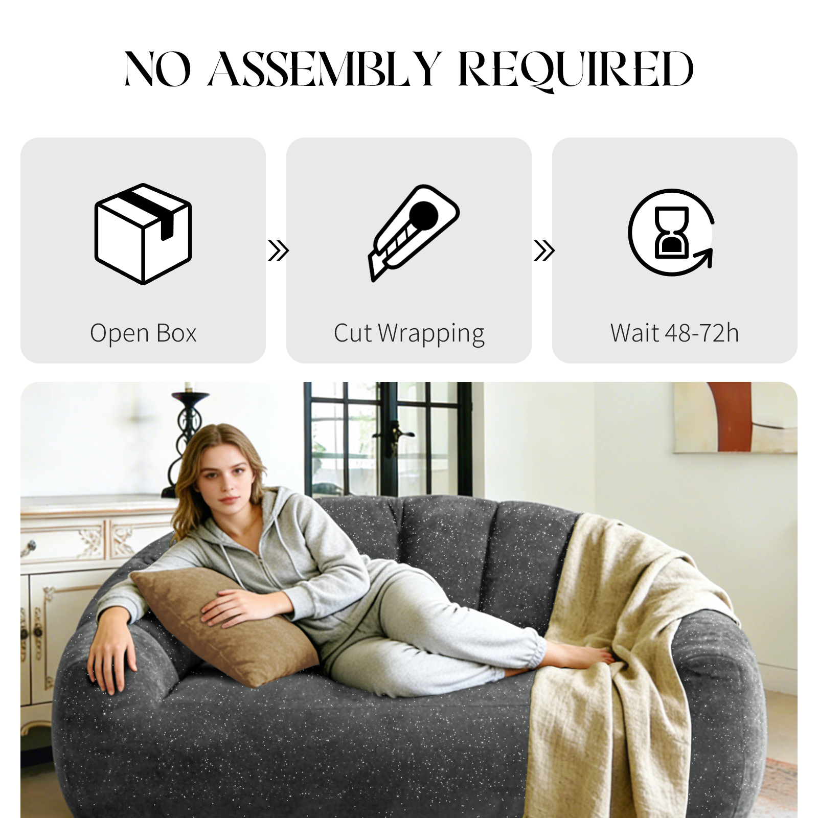 Comfy Bean Bag Sofa with Back  - Floor Cushion Pouf review and price
