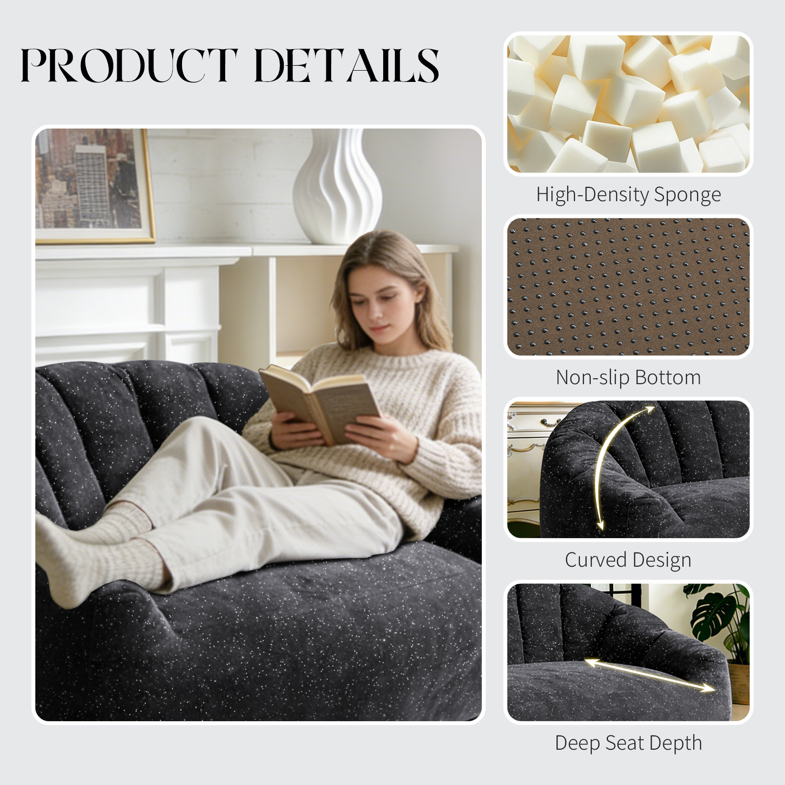 Comfy Bean Bag Sofa with Back  - Floor Cushion Pouf review and price